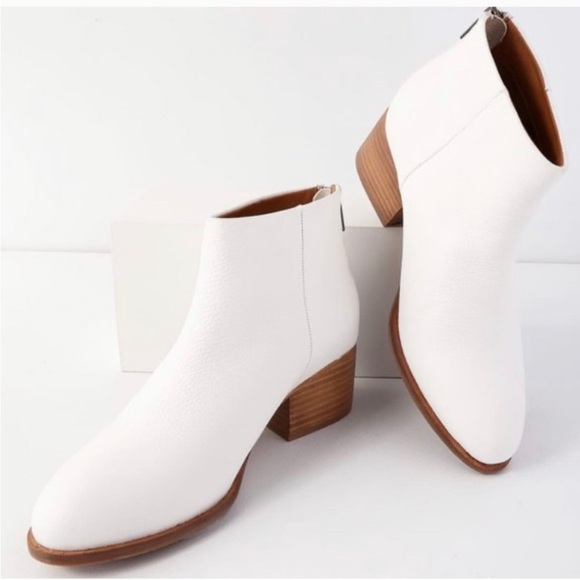 Seychelles White Floodplain Pebbled Leather Booties Size 8 - Picture 3 of 10
